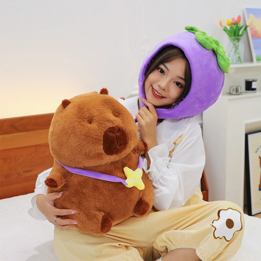 Dress Up Capybara Plush Cartoon Fluffy Capybara Plush Toy Soft Simulation Capibara Fluffty Doll Christmas Toy