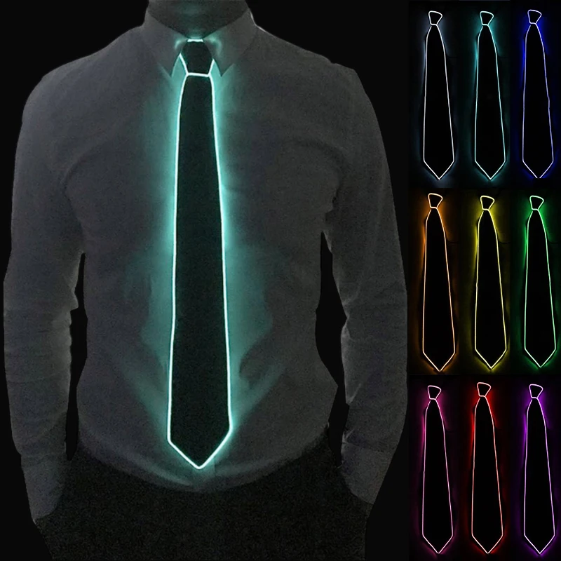 Led Light Up Tie Luminous Neck Ties Party Dancing Costumes Supplies Costume Led Led Dj Party Accessories Bar Club DJ Stage