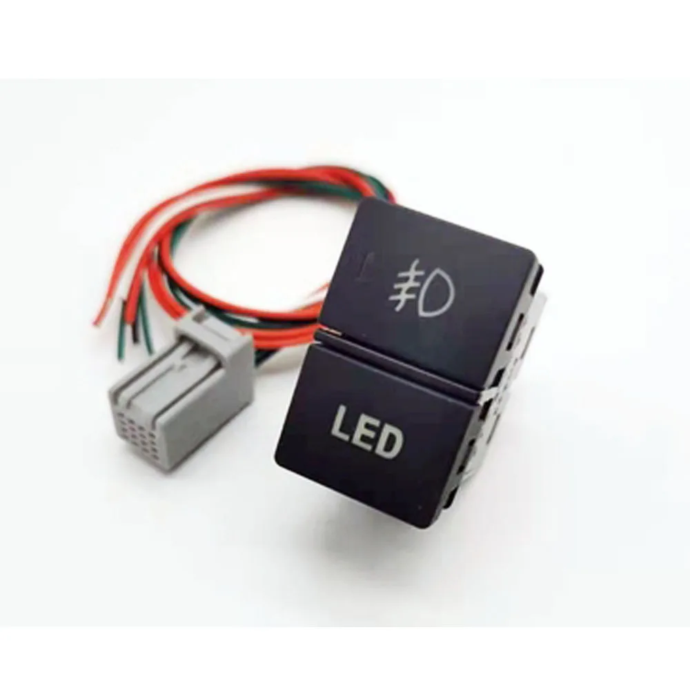 Car Green LED Dual Switch Fog Lights Radar Power Supply Headlight Switch Button With Wire for Honda 2