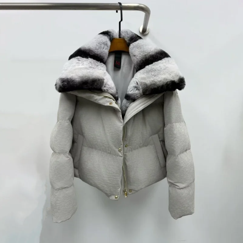 شتاء 2025 عالية الجودة المرأة الفراء طوق سميكة الدافئة أسفل معطف Y2K موضة عادية في الهواء الطلق أوزة أسفل سترة