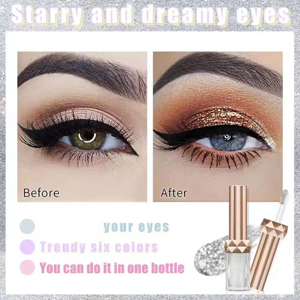 Ombre à barrage liquide nacrée imperméable, maquillage sans décoloration, tenue de diamant élevé, liquide pour les yeux, brillant et scintillant, V2X2, 3g