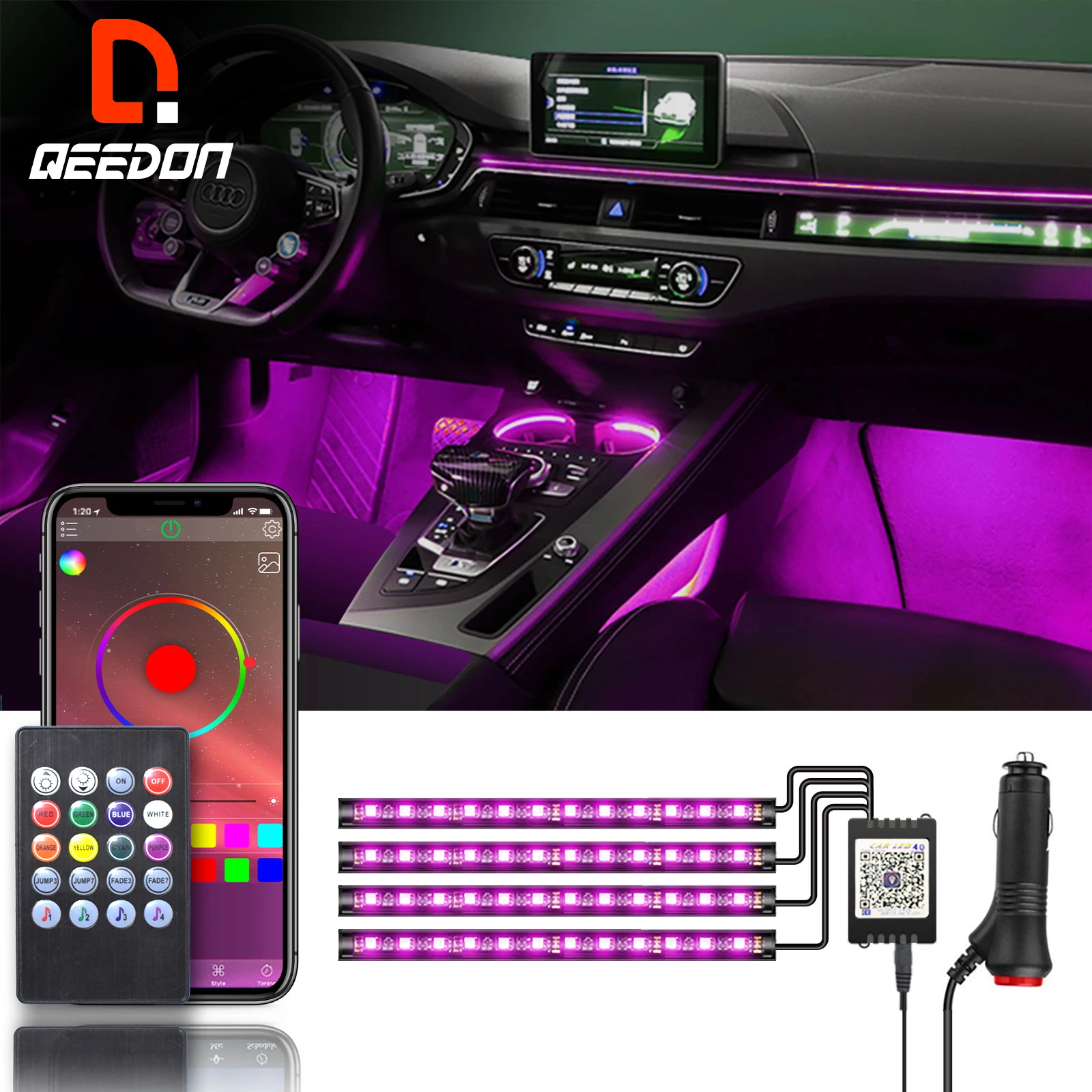 RGB Remote Interior 5050 Decorative Led Strip Atmosphere Car Interior Ambient Lights