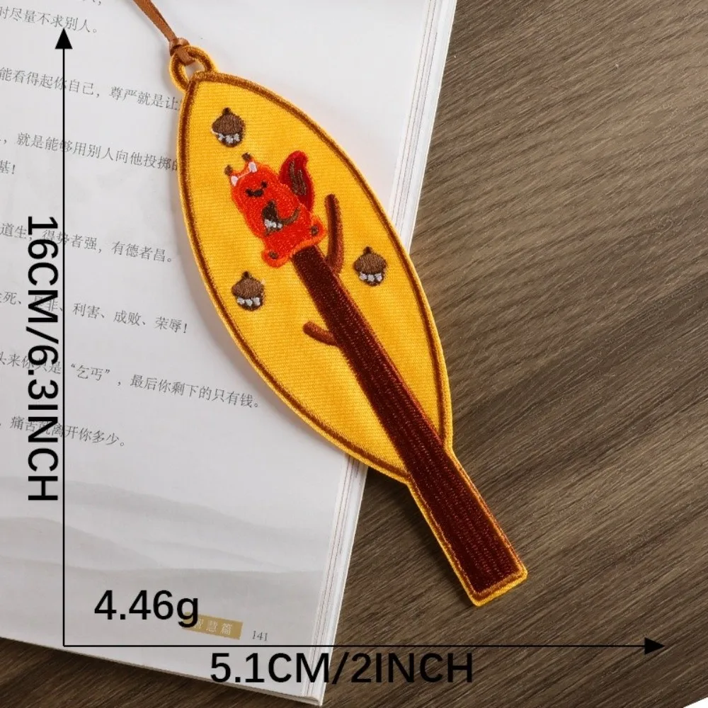 Multifunctional Fabric Embroidery Bookmarks with Rope Chinese Style Embroidered Page Markers DIY Decor Cloth Patches Students