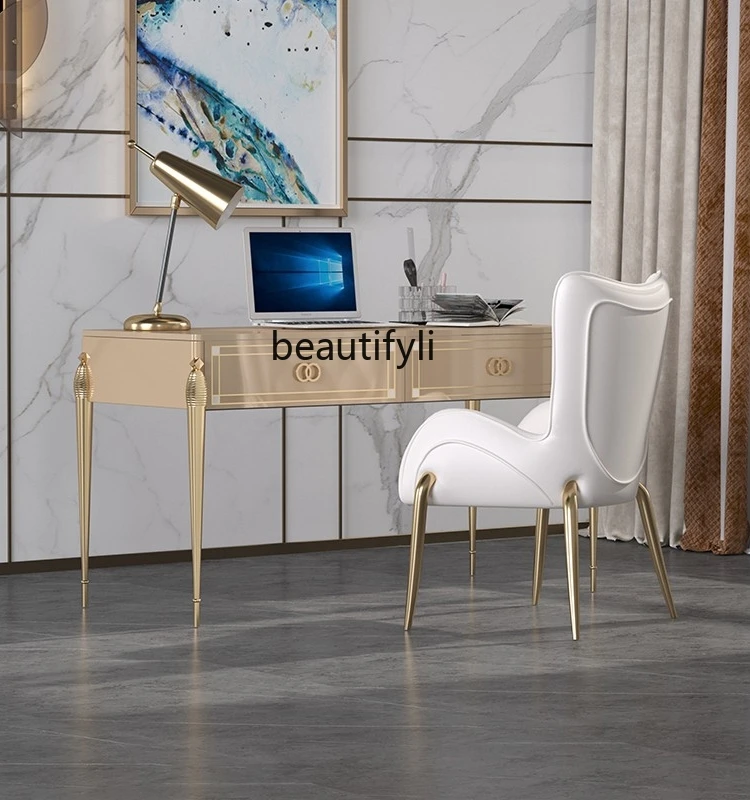 Light Luxury Desk Post-Modern Simple Bedroom Computer   High-End Home Desk Paint Study Integrated Desk Chair