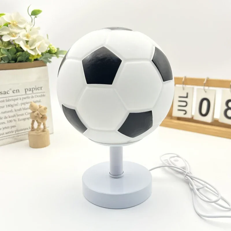 Soccer Ball Shape Decoration Usb table lamp Bedroom Decoration Modern LED Lights for Room Home Planet Creative Glass Table Lamp