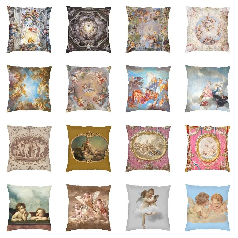 Renaissance Gods Angels Fresco Throw Pillow Cover Home Decor Nordic Outdoor Cushions Cover Sofa Square Pillowcase