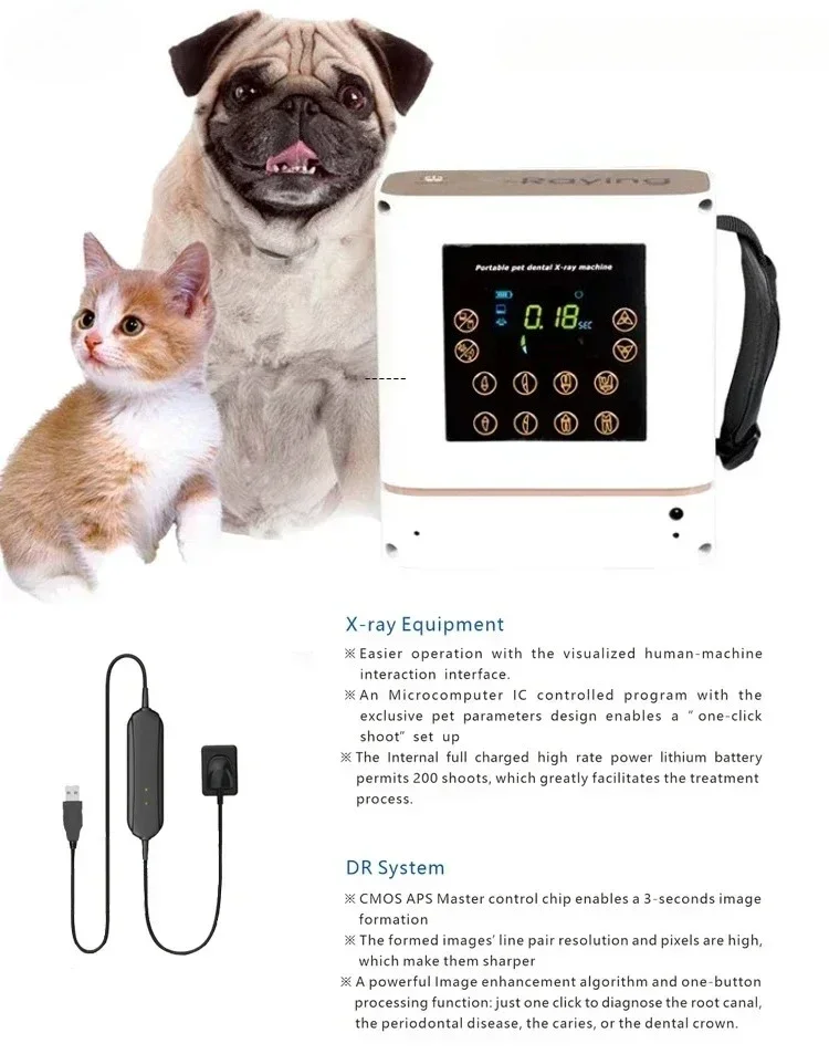 Vet Handheld RX Digital Den-tal X Ray Equipment Veterinary Portable Den-tal Xray   With Sensor