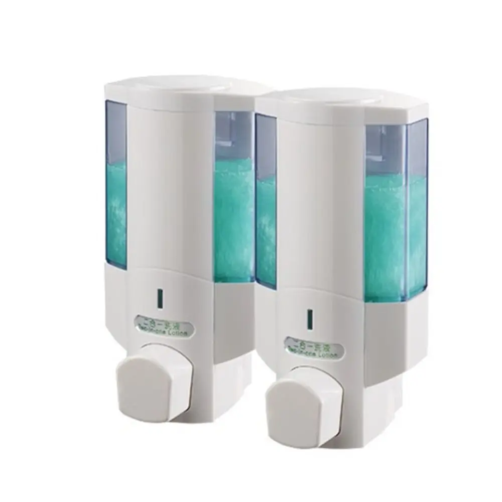 

Manual Press Wall Mounted Soap Dispenser Large Capacity Refillable Double Soap Dispenser Space Saving 350ml