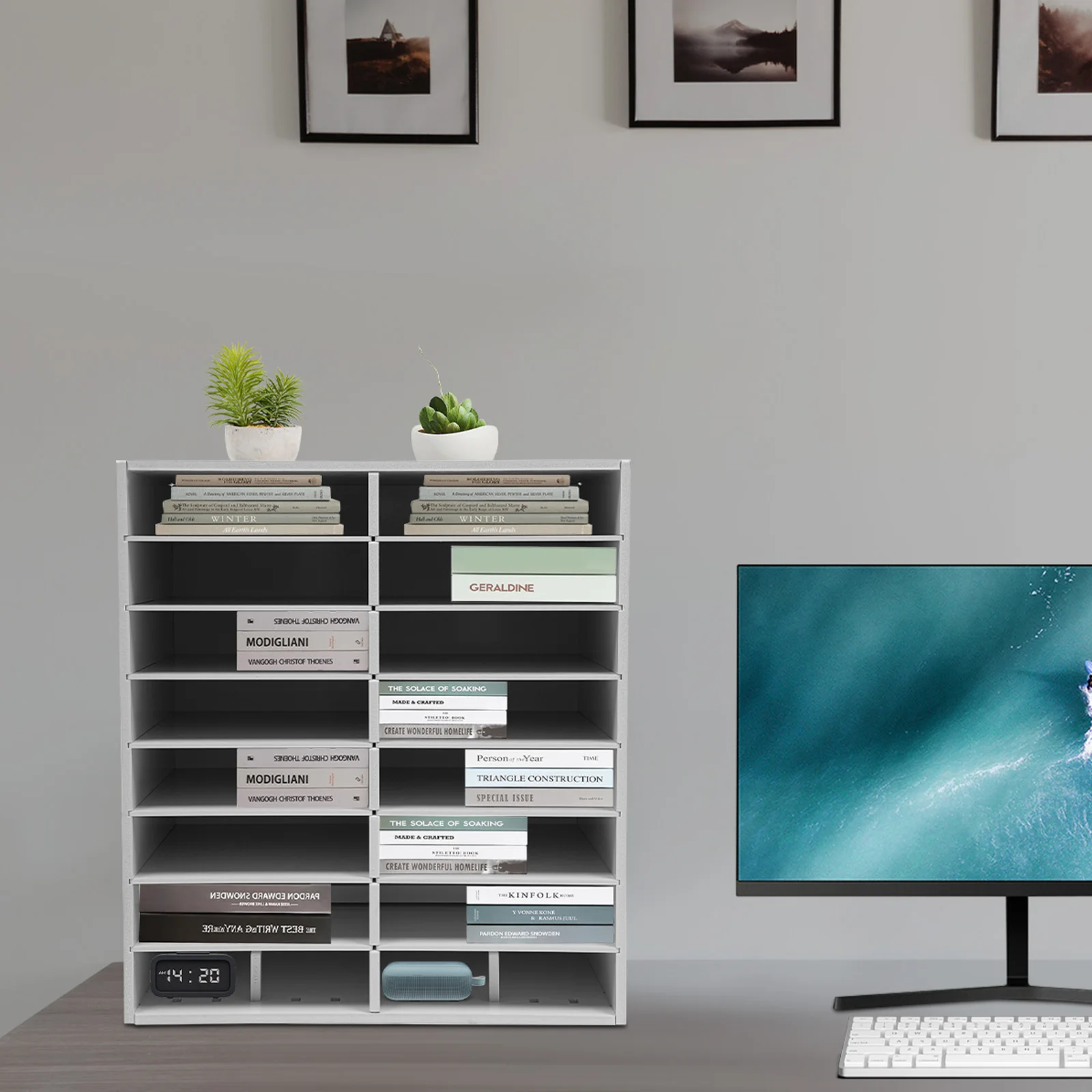 

8-уровневый несущий органайзер для файлов площадью 110,23 фунта, белый отдельно стоящий держатель для хранения файлов с большой верхней платформой