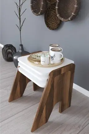 Wooden Coffee Table White Tables Nested Center Table Side Tables Wooden Side Tables 45 Cm Rectangular Table