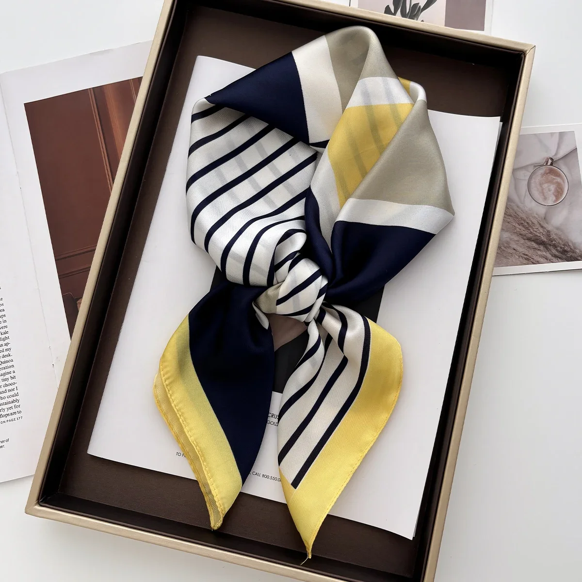 

70cm Women's Soft Satin Square Scarf Floral Print Wrap Foulard Handkerchief Bandanas Neck Hair Skinny Tie Scarves Shawls