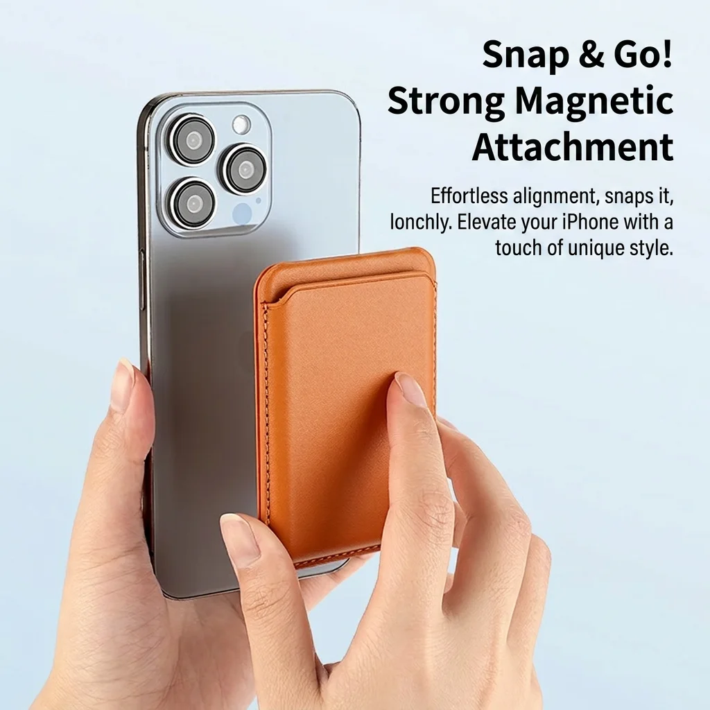 Foldable Magnetic Wallet Stand for iPhone 16 15 14 13 12 Pro Max MagSafe Compatible Leather Card Holder Pocket Kickstand