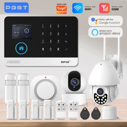 Smart Home Alarm System Works with Tuya 2.4G WiFi Wireless Security with Door Sensor PIR Sensor APP Control Works with Alexa