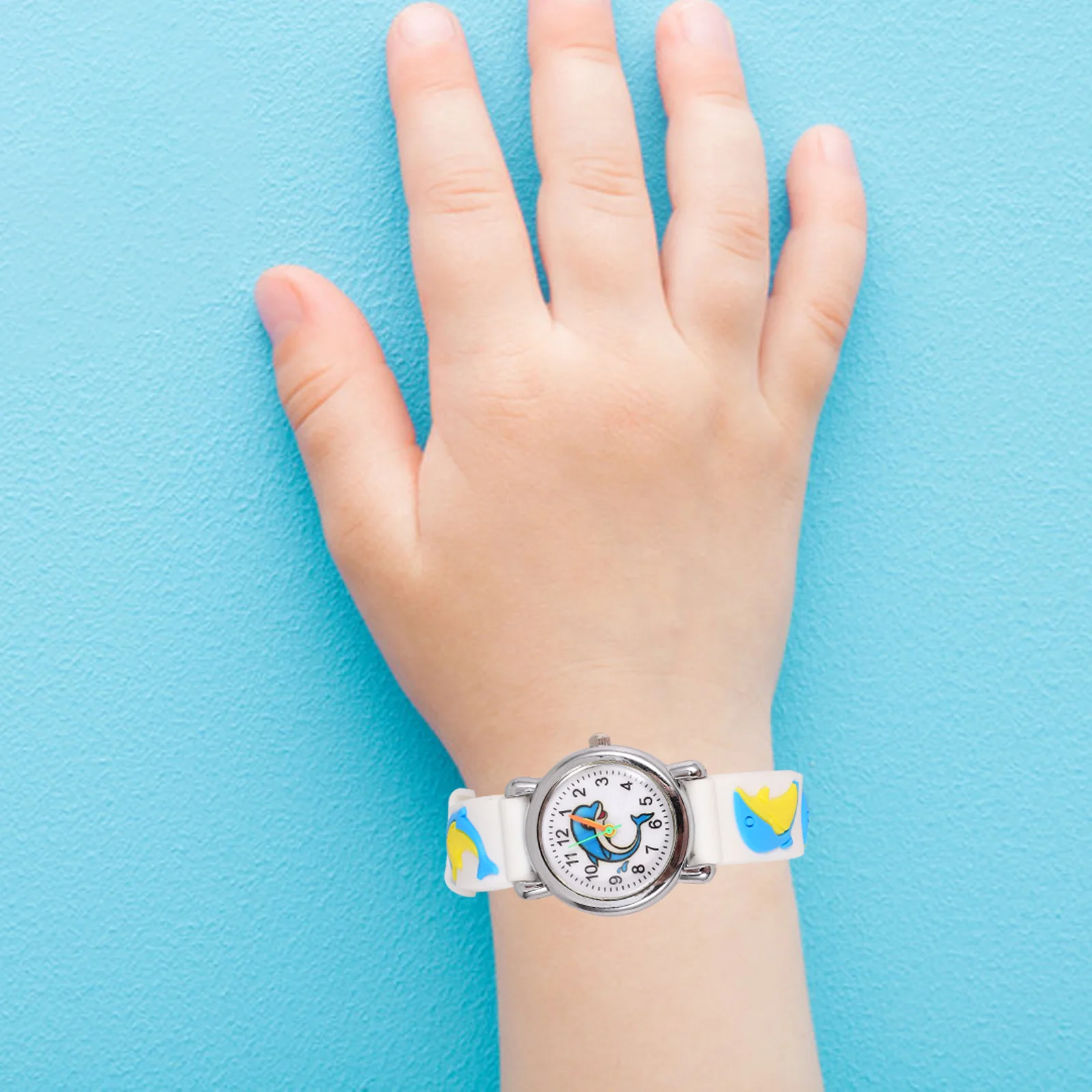 Dolphin Pattern Kids Watch Cartoon Wristwatch Childrens Adorable Lightweight Time Learning Tool Colorful Numbers