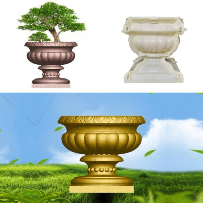 Flower Pot Mold DIY Craft Bonsai Planter Mould Plastic Concrete Ornament Casting