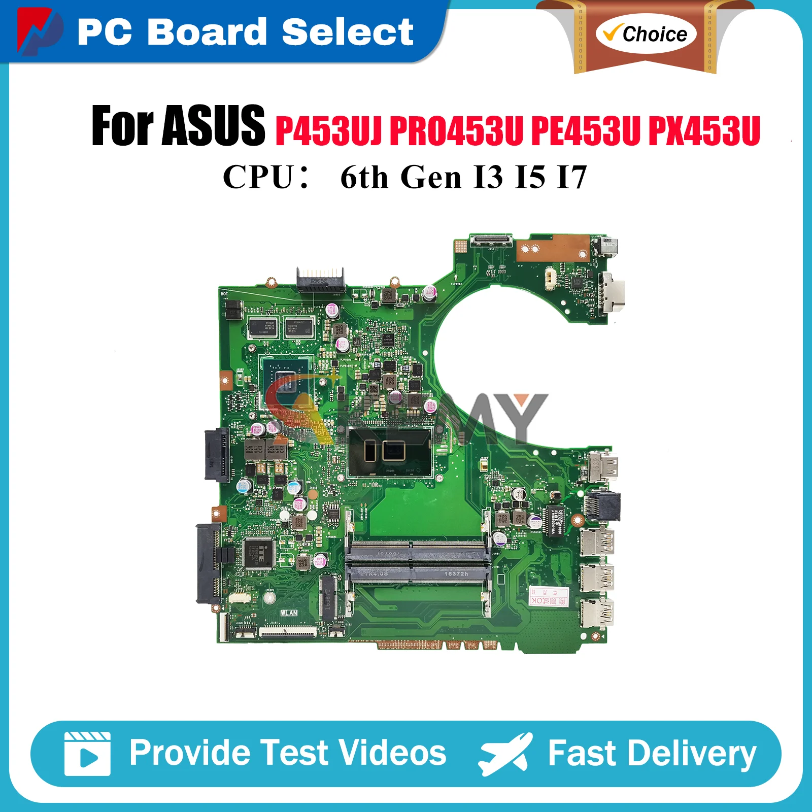 

P453UJ Laptop Motherboard For ASUS ProArt P453UJ PRO453U PE453U PX453U P453U Notebook Mainboard With I3 I5 I7 CPU 100% tests OK