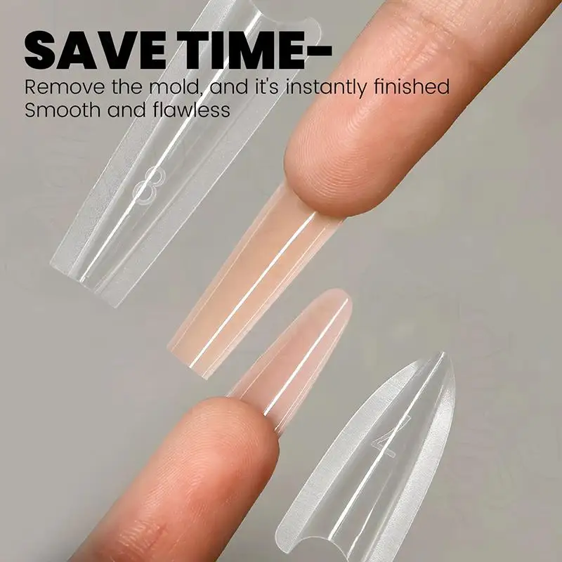 Sandwich Dual Nail Forms 240Pcs 15 Sizes Reusable Nail Extension Molds Coffin Oval Almond for DIY Home Nail Art Salon Use