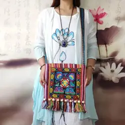 Vintage Hmong Tribal Ethnic Thai Indian Boho Shoulder Bag Message Bag for Women Embroidery Tapestry Tote Messenger