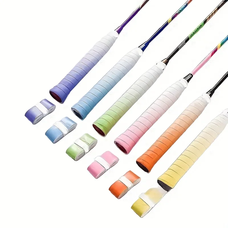 1pcs Rainbow Gradient Grip Sweatbands, Anti-Slip Shock Absorption Covers for Tennis Badminton Rackets Fishing  Sports Use