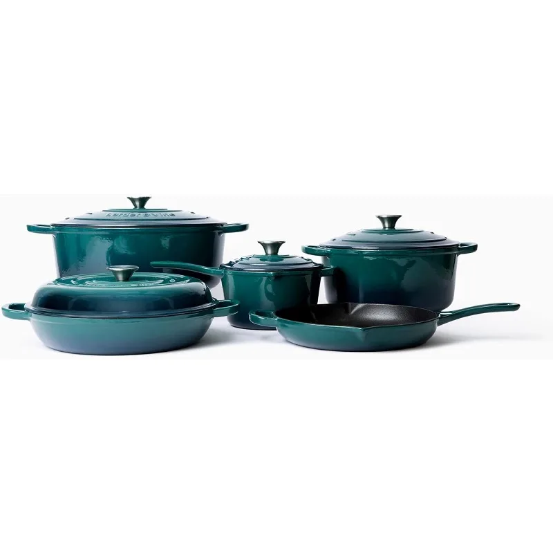 Enameled Cast Iron Cookware Set, Oven Safe and Compatible with all Cooktops – includes 3.6 Qt Braiser,