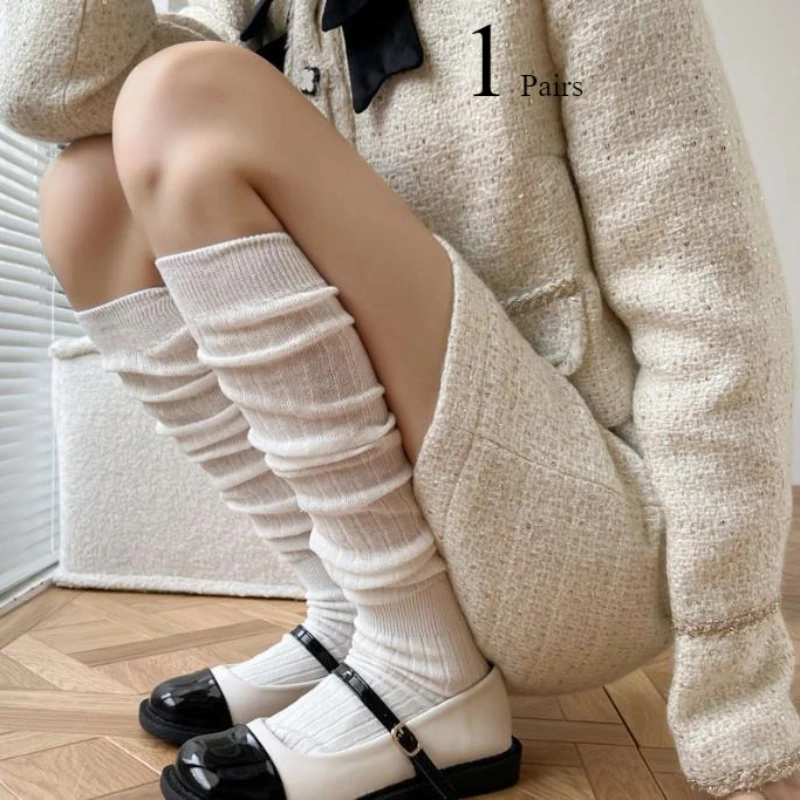 1/3 Paar weibliche elegante knielange Wadensocken Sommer dünne leichte atmungsaktive einfarbige süße elastische Stapelsocken