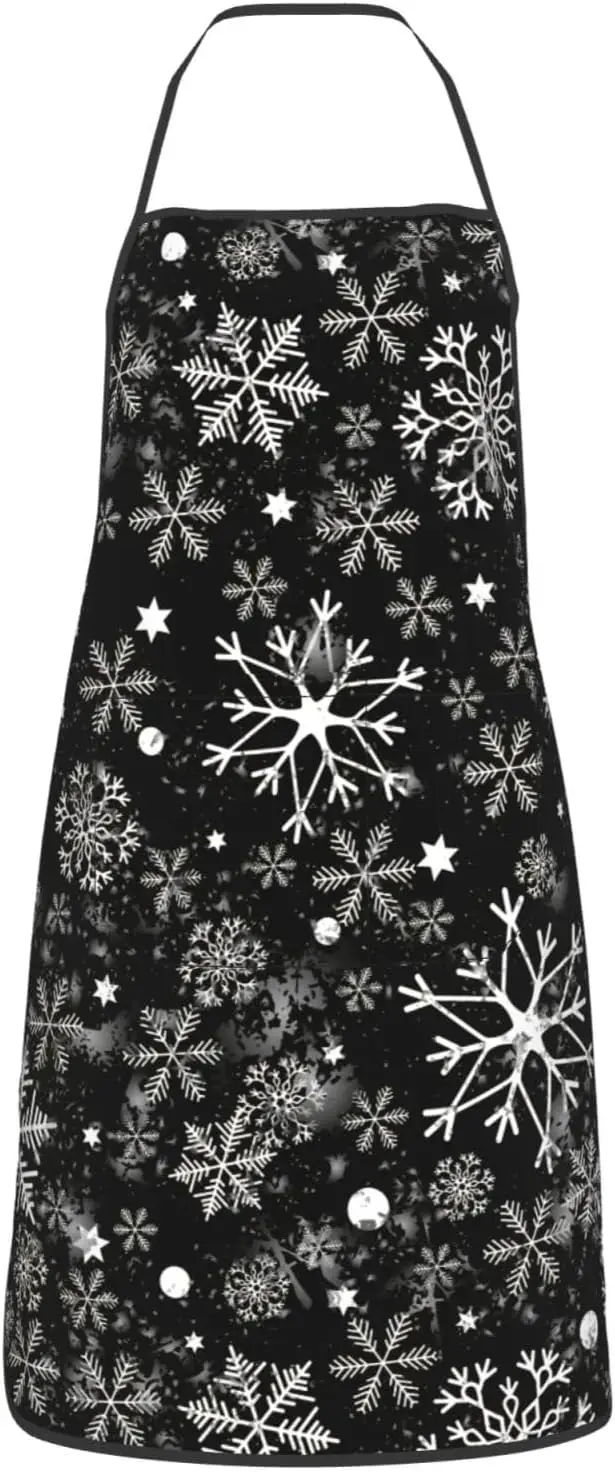 Merry Christmas Apron With Pockets Adjustable New Year Design Chef Aprons For Baking, Cooking, Crafting, Sewing