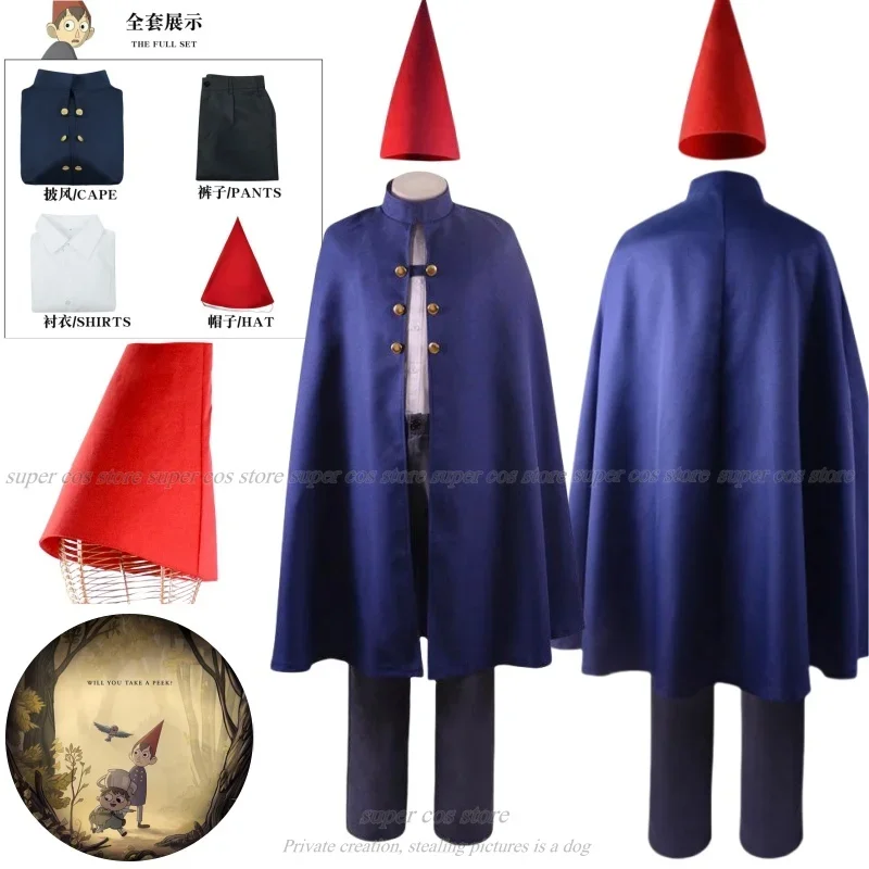 Anime Wirt Cosplay Costume Over The Garden Wall Cosplay Wirt Costume Halloween Mantle Cape Shirt Pants Outfit for Adult Kids