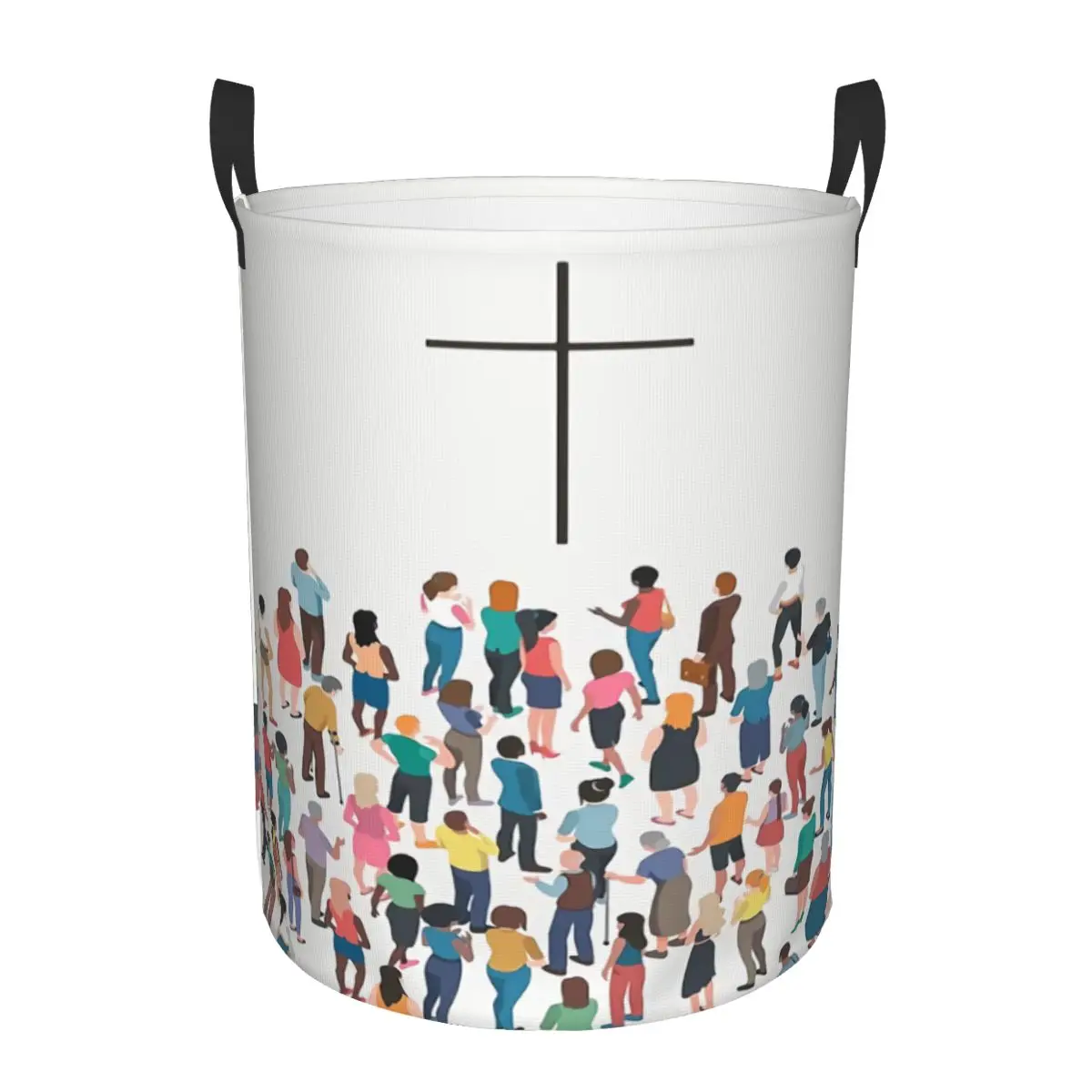 Custom The Cross Of Jesus Christ Laundry Basket Foldable Clothes Hamper for Baby Kids Toys Storage Bin