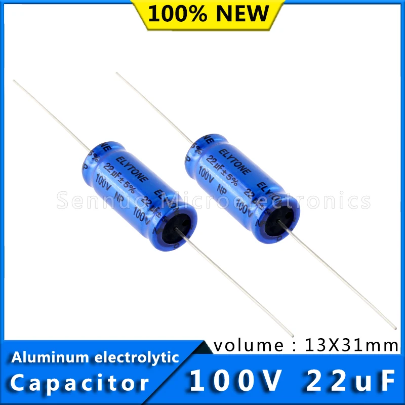 2-6pcs  22uF 100V Axial capacitor NP 100v 22uf DC HIFI DIY Audio non-polar Capacitor error 5%  audio capacitor