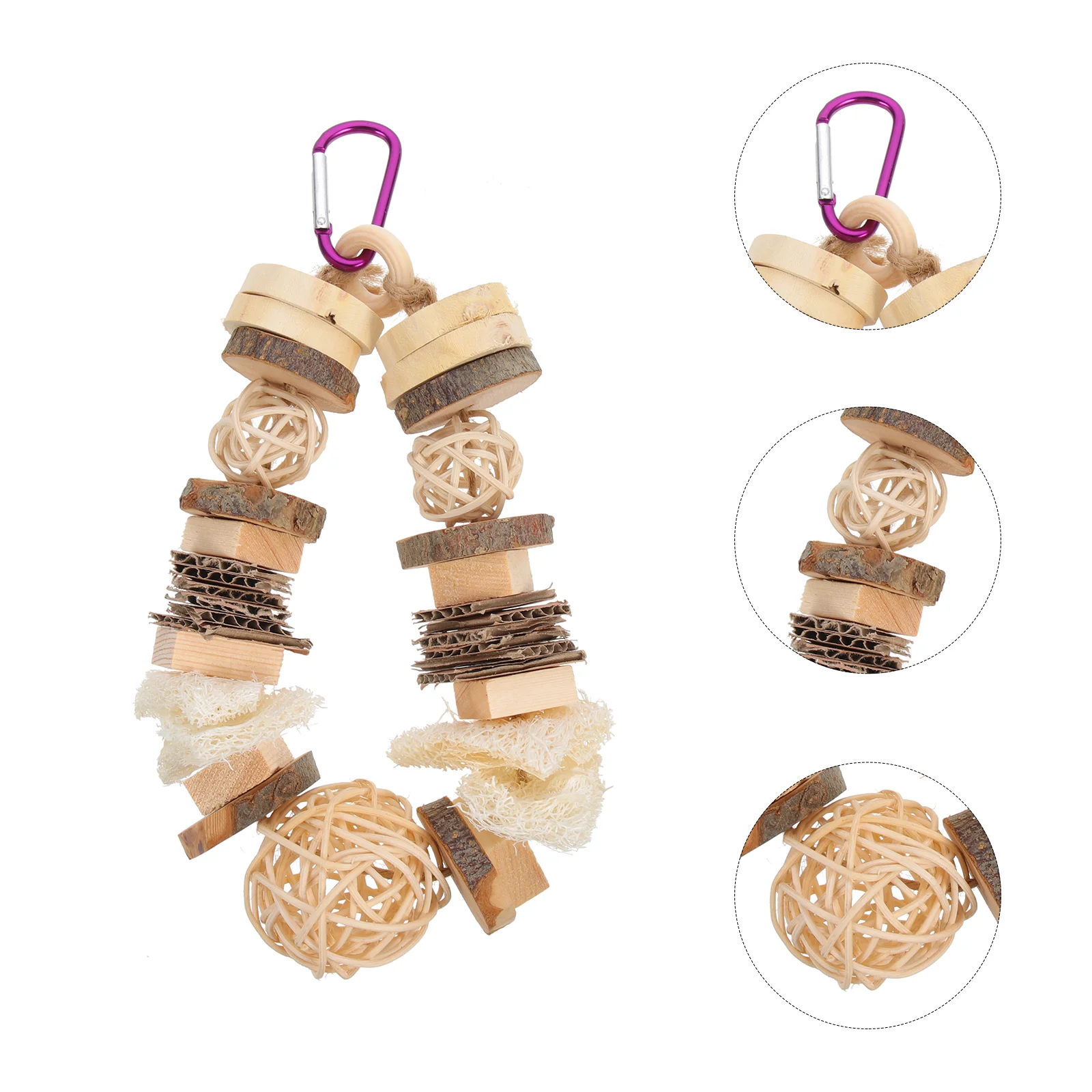 

Wooden Hanging String Hamster Treats Gerbil Cage Toy Rabbit Chew Toys Small Animals