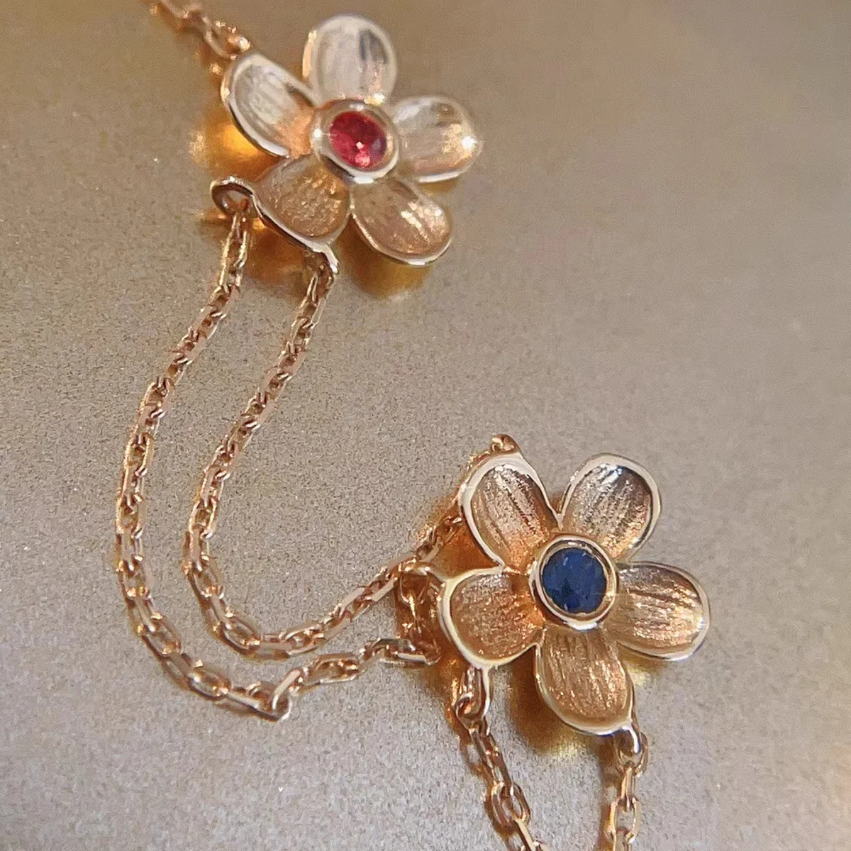 

Fine Jewelry 925 Silver Multi-flower Rainbow Sapphire Choker Necklace 14K Gold Ruby Opal Diamond Daisy Sweater Chain Necklaces