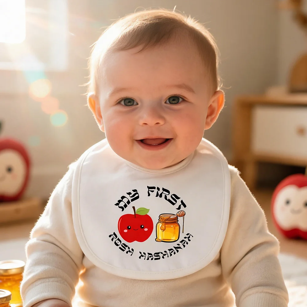 My First Rosh Hashanah Jewish Baby Bib Cute Newborn Infant Bib Jewish Holiday Keepsake Baby Shower Gift for Little Ones