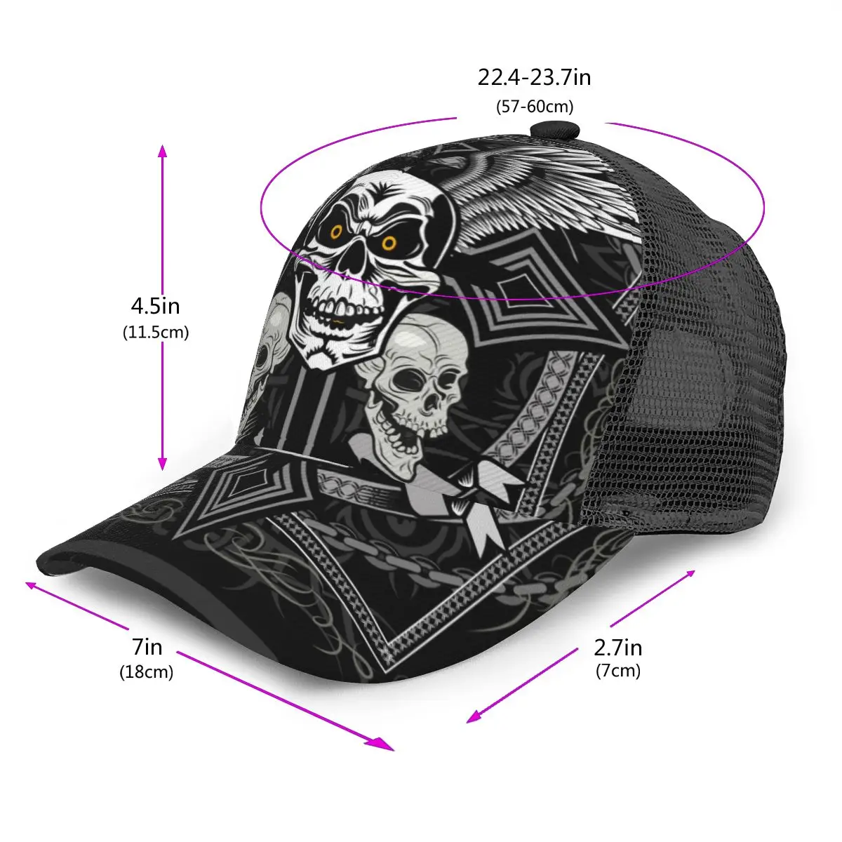 Mesh Baseball Cap Men Women Skull And Ornate Christian Cross Dad Hat Unisex Hip Hop Hat Outdoor Hat Gorras