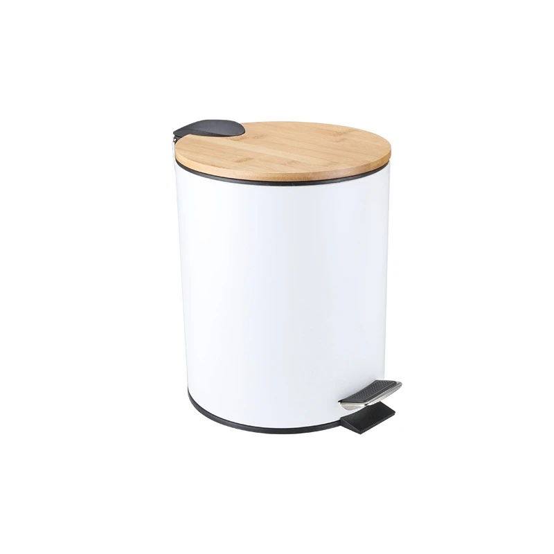 

1 PCS White Household Trash Can With Lid Bathroom Trash Can Suitable For Kitchen, Bedroom And Living Room