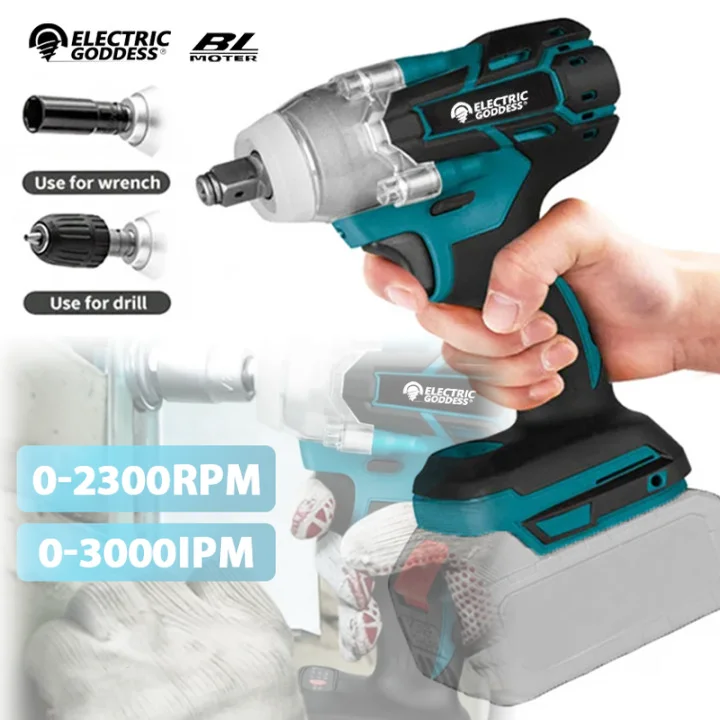 Brushless 520Nm Electric Wrench Cordless Screwdriver Electric Drill 1/2inch Wrench Tool for Makita 18v Battery Pin