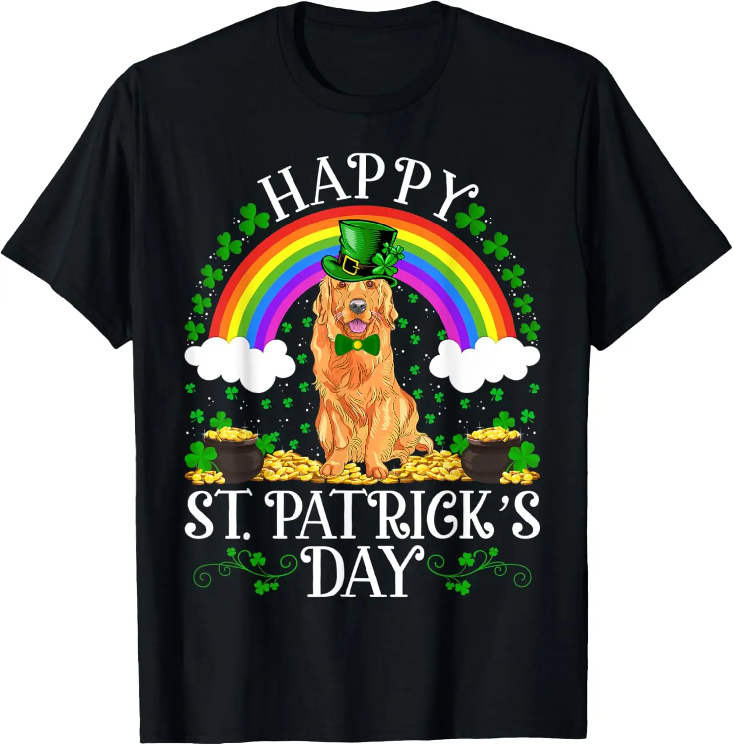 

Funny Rainbow Vintage Golden Retriever Dog St. Patrick's Day T-Shirt