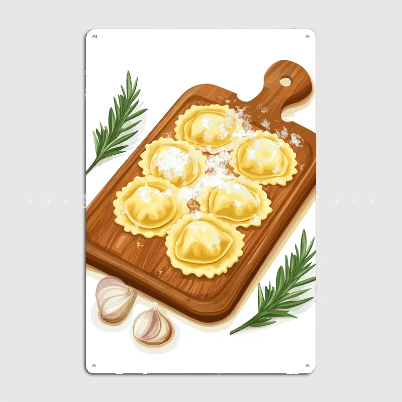 Ravioli on Cutting Board Vintage Poster Metal Sign Custom Bedroom Room Decor Home Decor Posters Wall Decoration