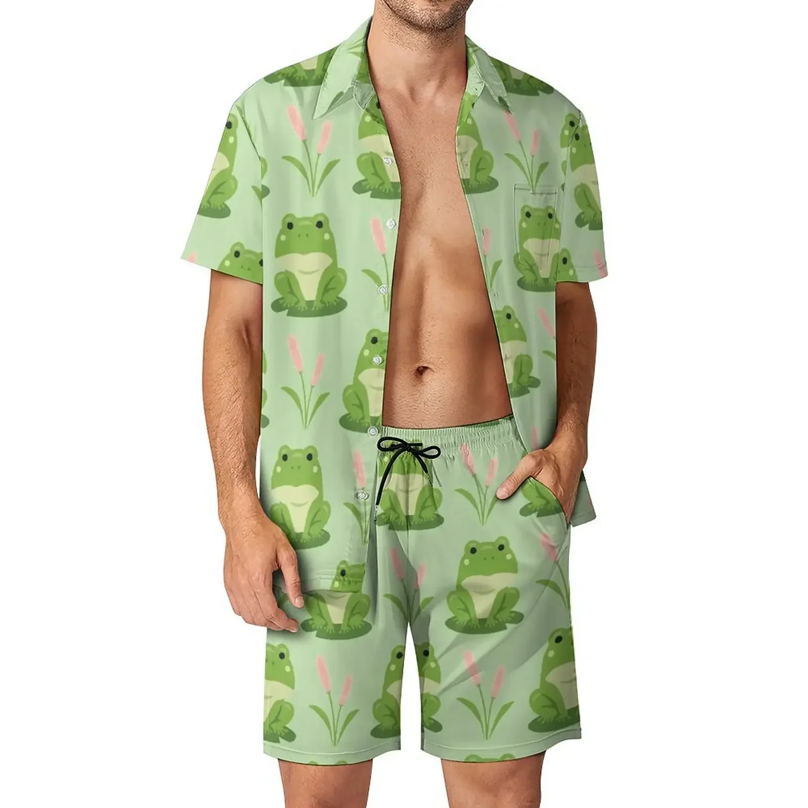 Men's DIY Custom Shirt And Beach Shorts (with Drawstring) 2-piece 3D Printed Front And Back Parts Customize Your Exclusive Suits