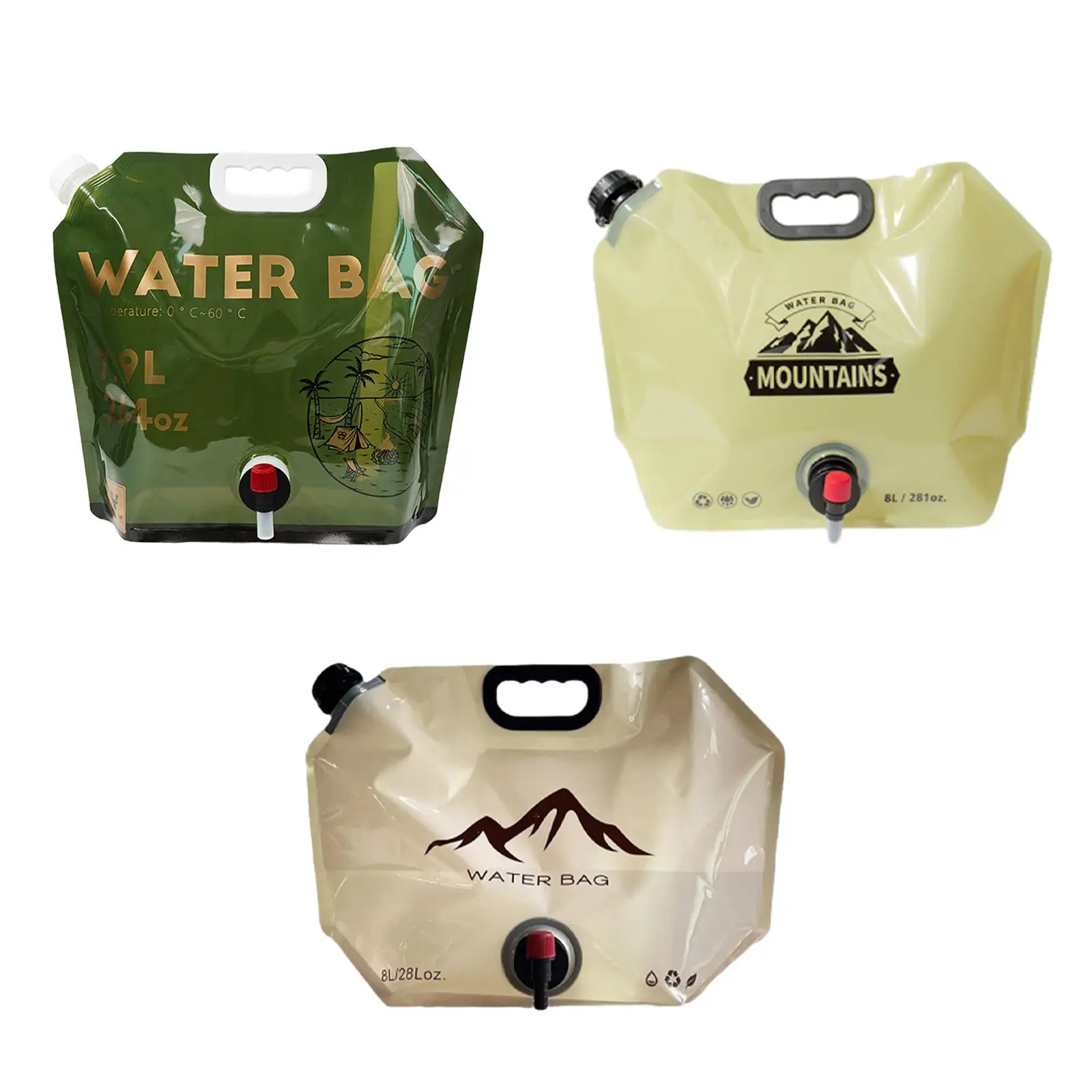 Bolsa de almacenamiento de agua plegable, jarra de agua con grifo desmontable, bolsa para beber