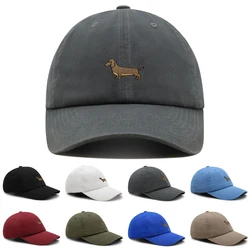 Gorra de béisbol bordada para hombre y mujer, gorro de algodón para el sol con diseño de perro cachorro, perro salchicha, Verano