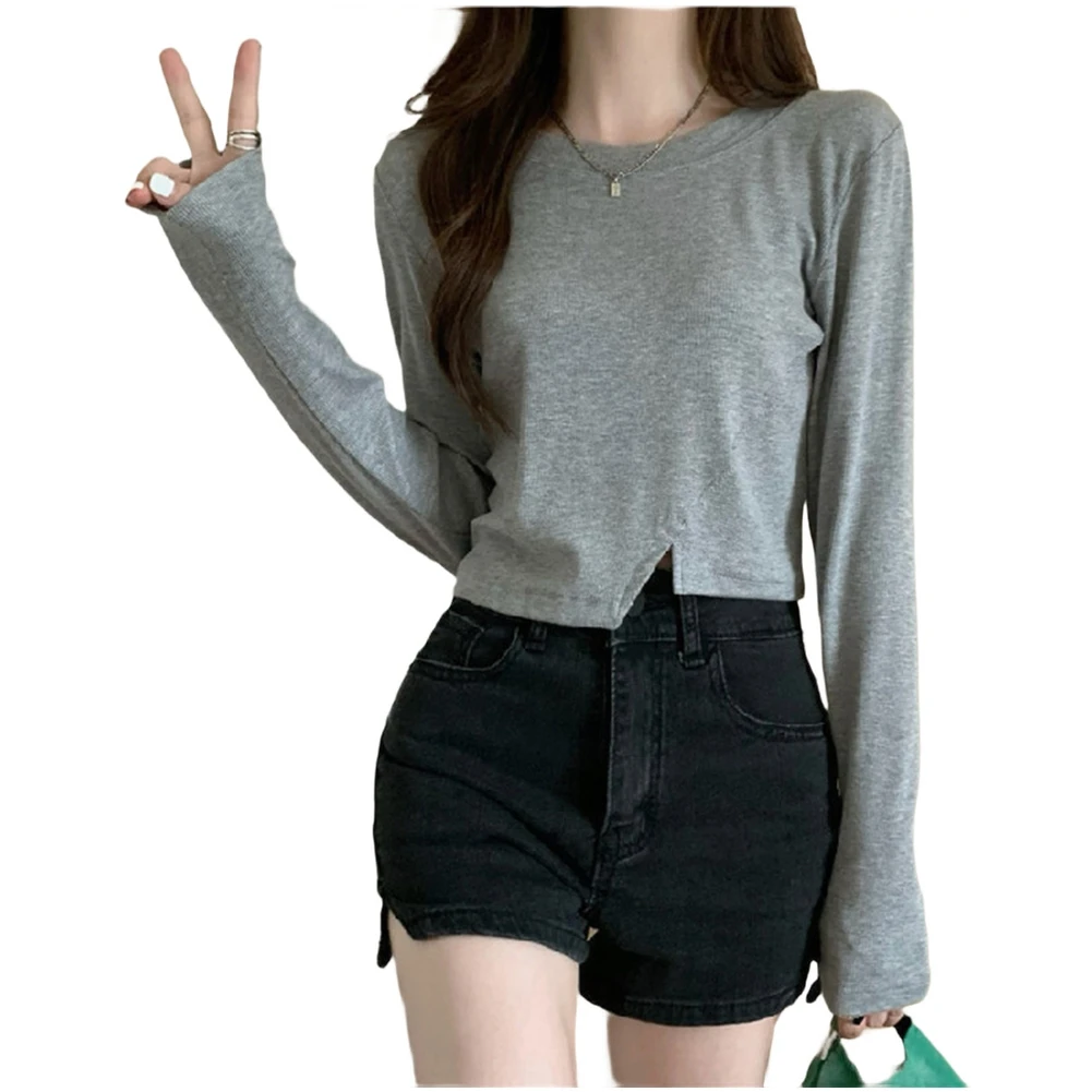 High Waist Tee Asymmetrical Top Everyday Casual Casual Wear Top Comfortable Fit Top Lightweight Fabric Shirt Pure Color T-shirt