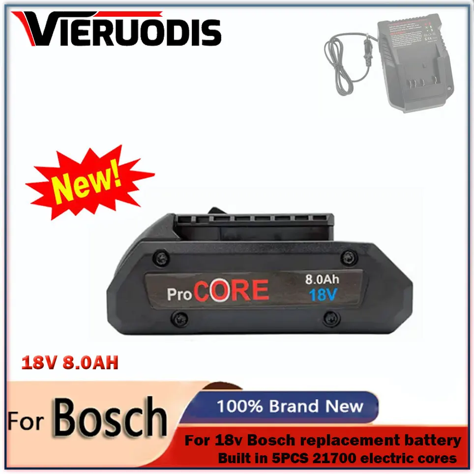 

For Bosch 18V 8.0AH ProCORE Replacement Battery for Bosch Professional System Cordless Tools BAT609 BAT618 GBA18V80 21700 Cell