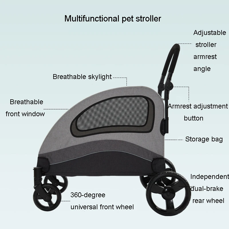 Hello Baby Pet Stroller Lightweight Folding Stroller For Pet Dog Pull Cart Large Space Within 60Kg Pet Dog