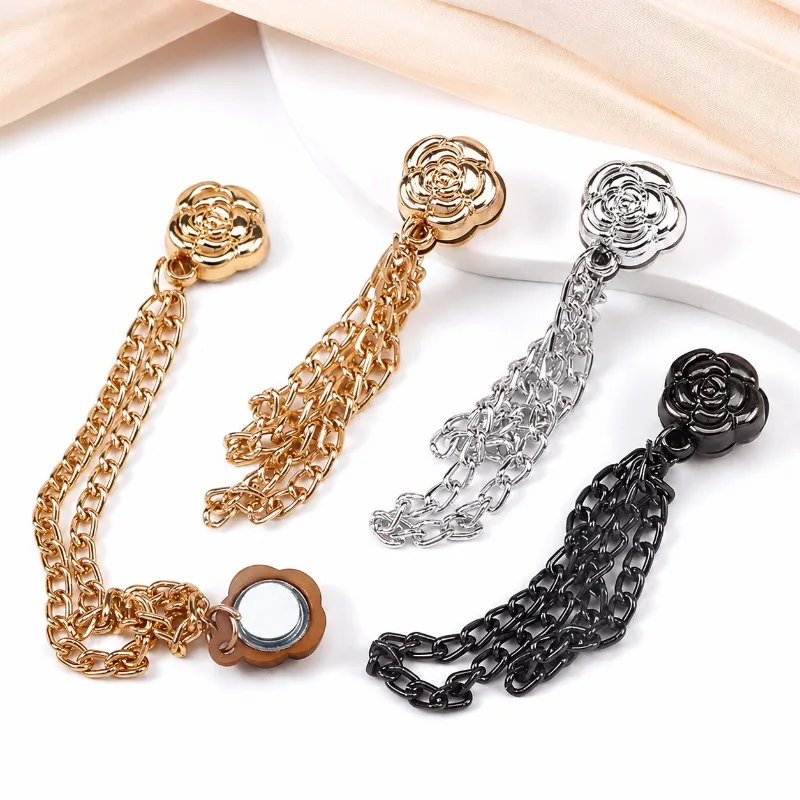 Magnetic Hem Clips for Pants, Flower Chain Design, No-Sew Hemming Fasteners for Trousers, Adjustable Pant Length Shortener,