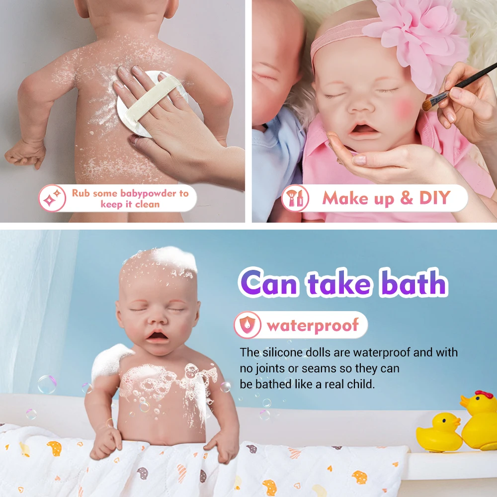 18 "100% Full Silicone Newborn Doll Soft Reborn Baby Girl Flexível 3D Skin Tone com Veinas Visíveis Boneca Handmade Anti-Stress Toy
