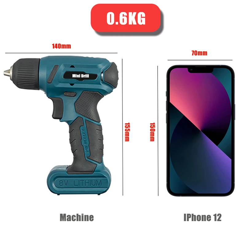 Super Mini Cordless Electric Screwdriver 8V Lithium Battery Operated Type-c Rechargeable LED Electric Tools set Electric Drill