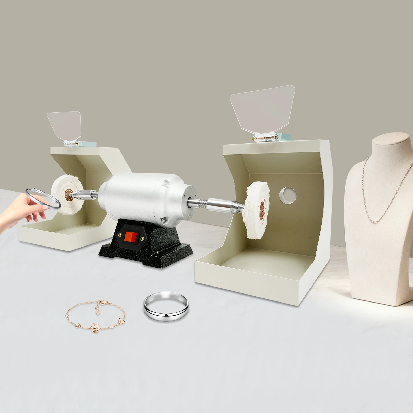 Set completo Lucidatore a doppia posizione Fuso durevole Facile da pulire A basso rumore per il ripristino dei relici Negozi di gioielli Cliniche dentistiche