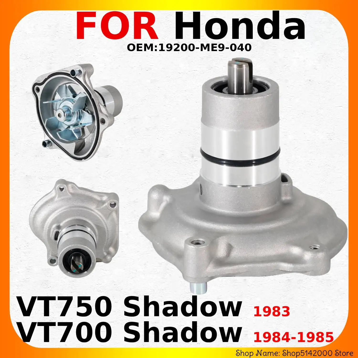 Bomba de agua para motocicleta, bomba de radiador para Honda VT750 Shadow año 1983 / VT700 Shadow años 1984-1985 OEM:19200-ME9-040