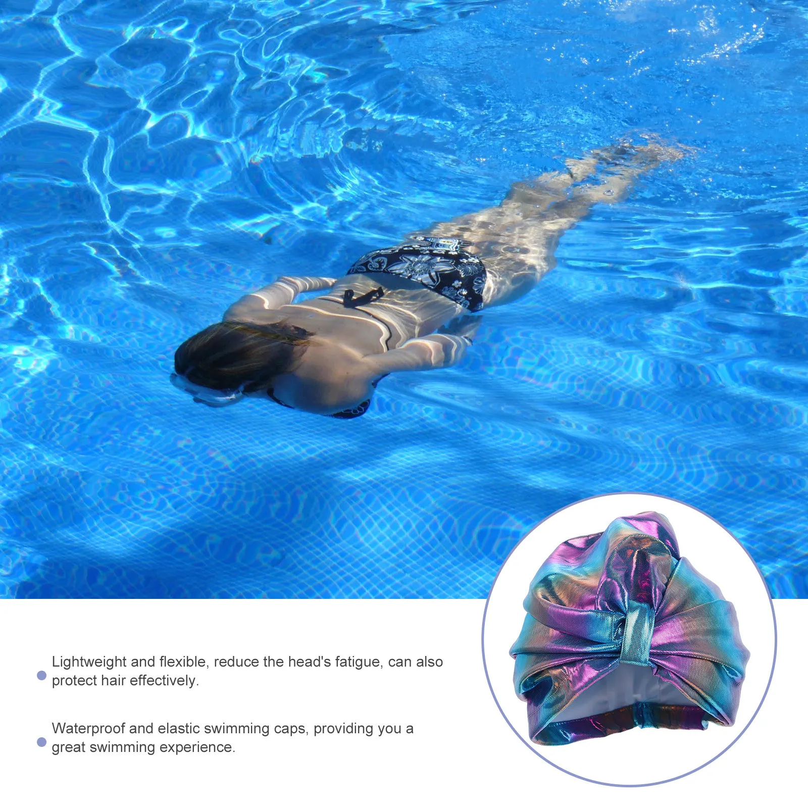 Women Swimming Cap Waterproof Elastic Nylon Swim Hat Easy Wear Hair Protection Swimming Gear Adult Swim Caps Woman Caps