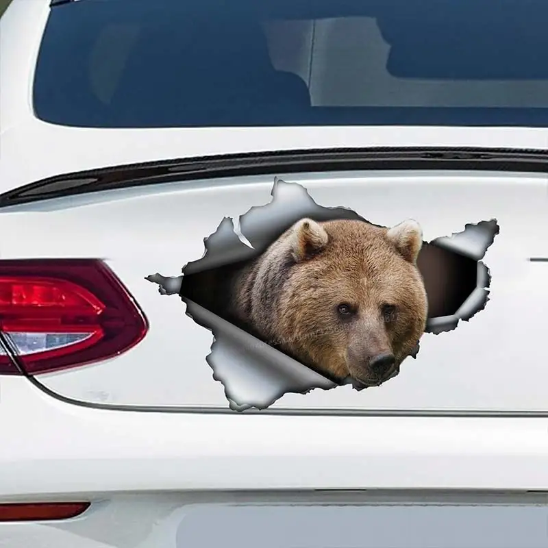 Grizzly Animal Car Sticker Waterproof Vinyl Decal on Bumper Rear Window Laptop Self-adhesive Decal For Car Accessories SH228